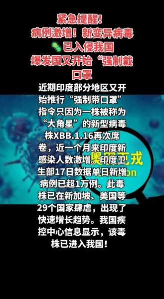 新毒株已入我国!爆发国又开始强制佩戴口罩（国内现在流行的新冠毒株）