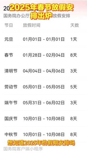 2025年春节法定假日几天（2025年春节法定假是4天吗）