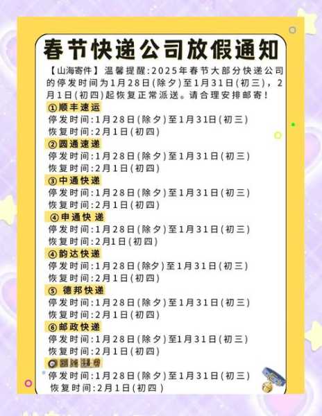 2022年快递停运时间,快递停运时间表2024年
