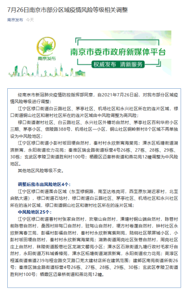 南京新增1个高风险5个中风险地区,南京新增一高风险地区